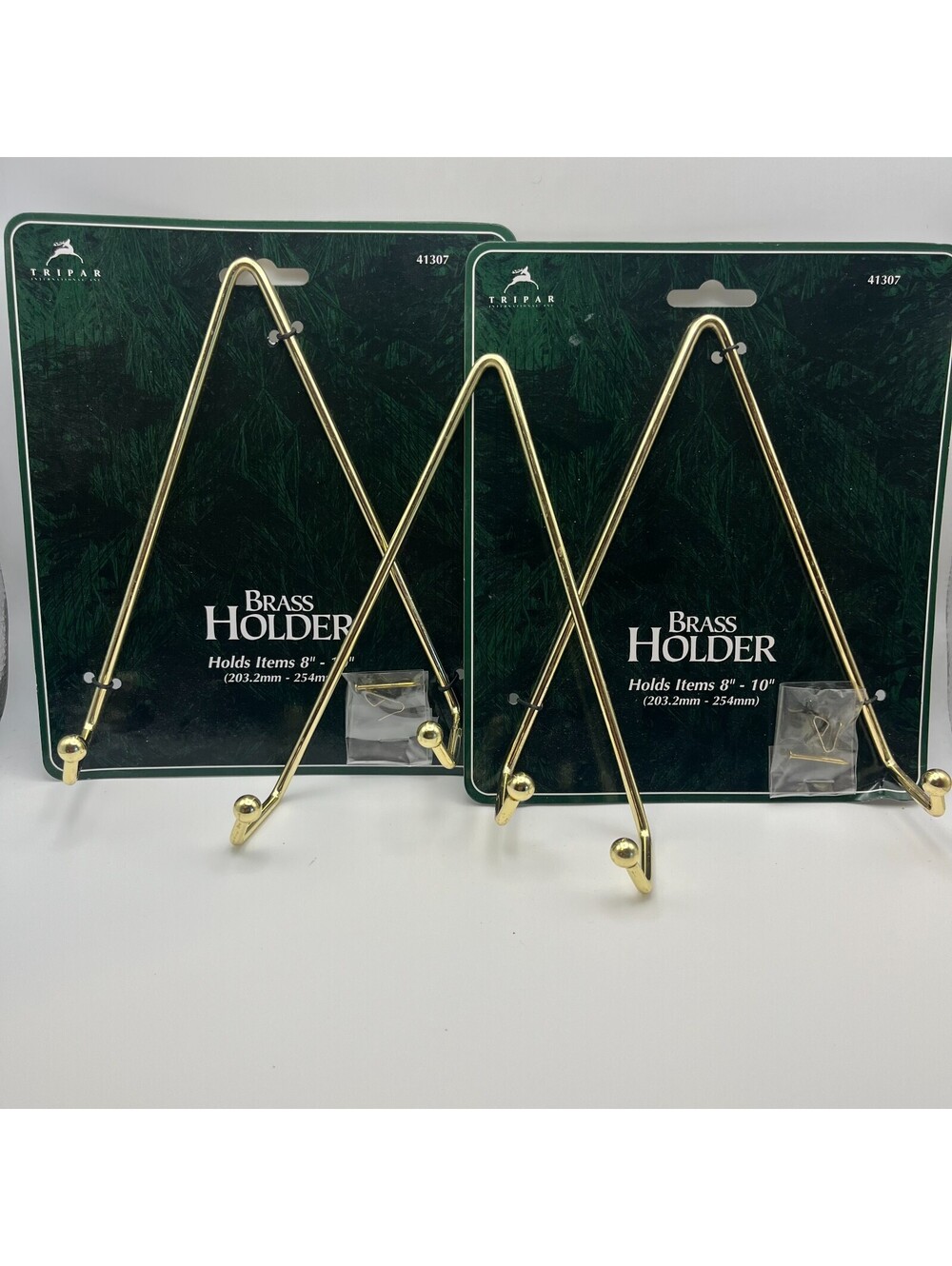 Vintage Gold Tone Wall Mount Plate Display Holders Hangers Set of 2 Metal